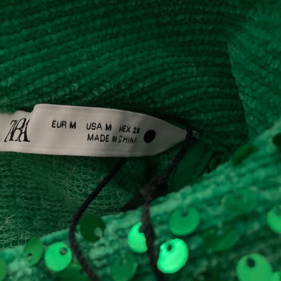Zara Green Sequin Turtleneck Sweater - Picture 9 of 11